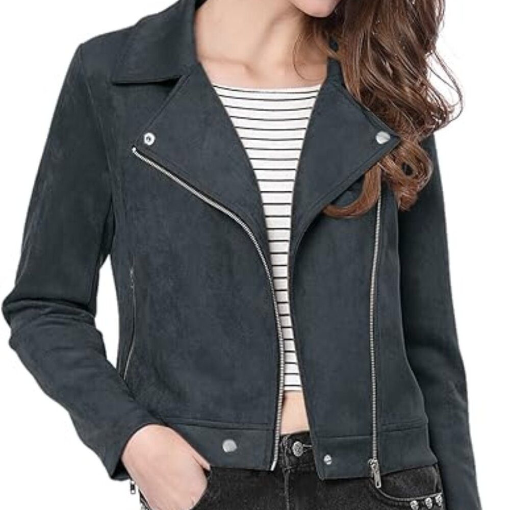 Allegra K Women's Short Soft Zip Up Jacket
